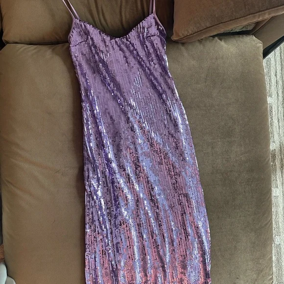 Galvan London Purple Sequin Dress - Picture 3 of 6